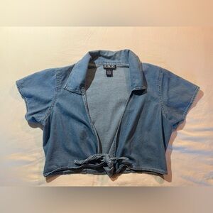 Vintage Blue Cropped Denim Top